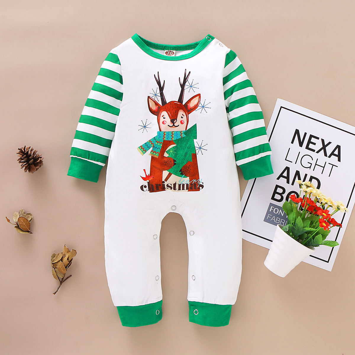 Autumn Christmas Deer Romper Children's One-piece - Perfect for the Ho
