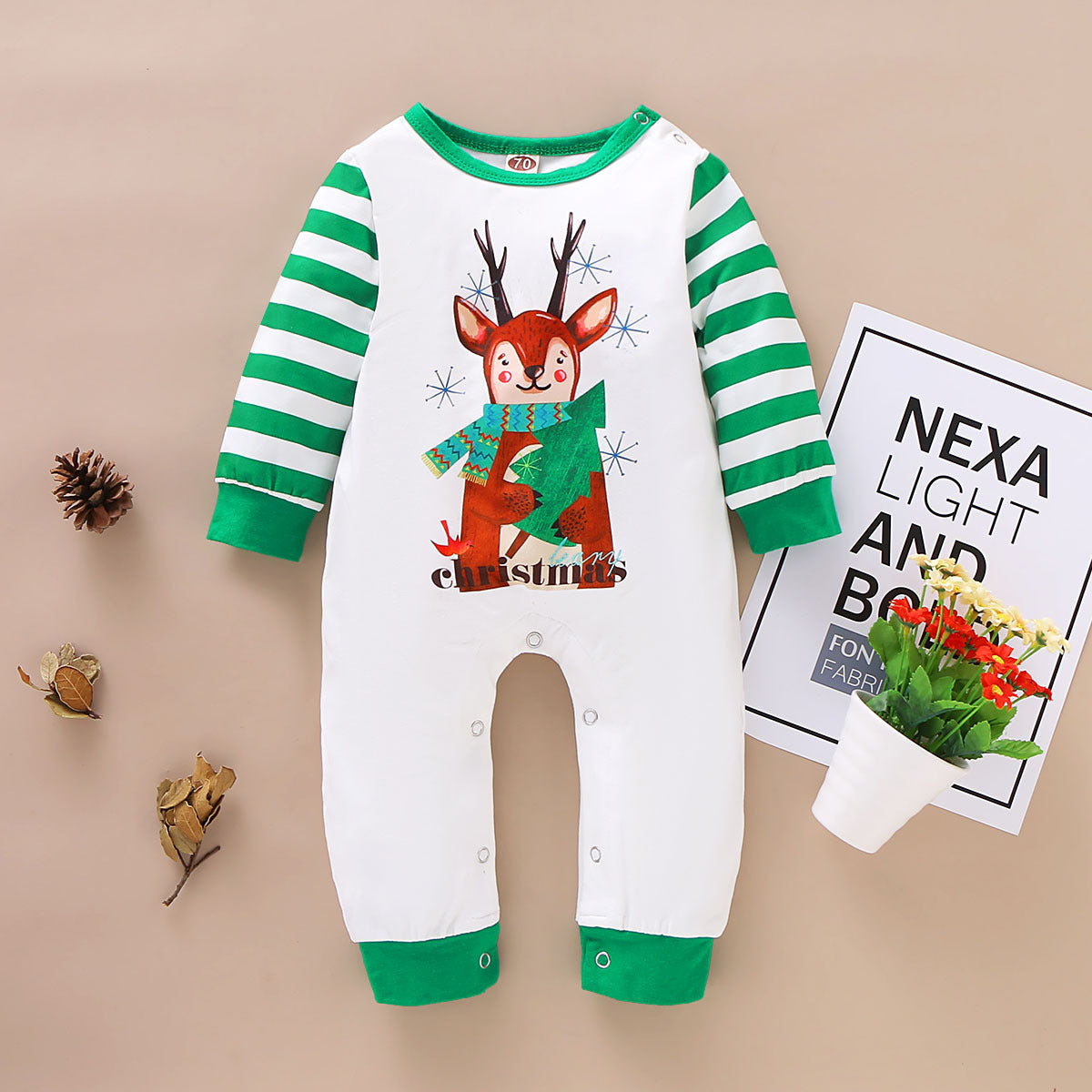 Autumn Christmas Deer Romper Children's One-piece - Perfect for the Holiday Season!