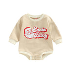 Santa Claus Head Print Long Sleeve Romper - Babbez