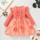 Adorable Spring and Autumn Baby Cute Mesh Skirt with Pit Strip Long Sl