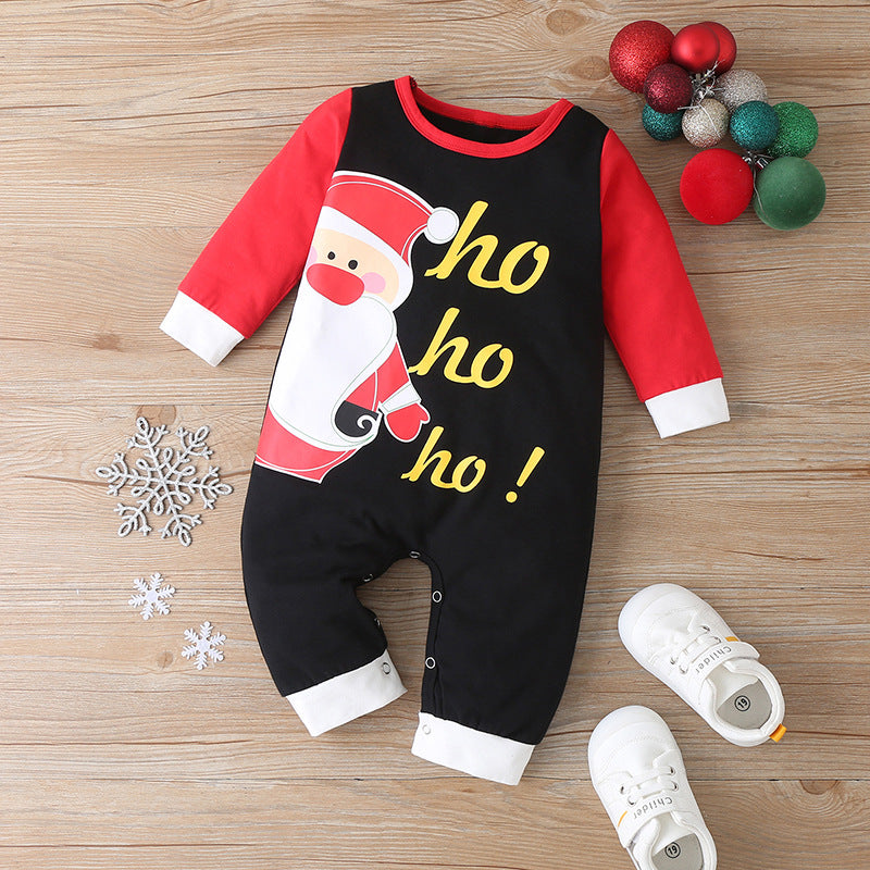 Adorable and Durable Cotton Baby Romper with Santa Patchwork