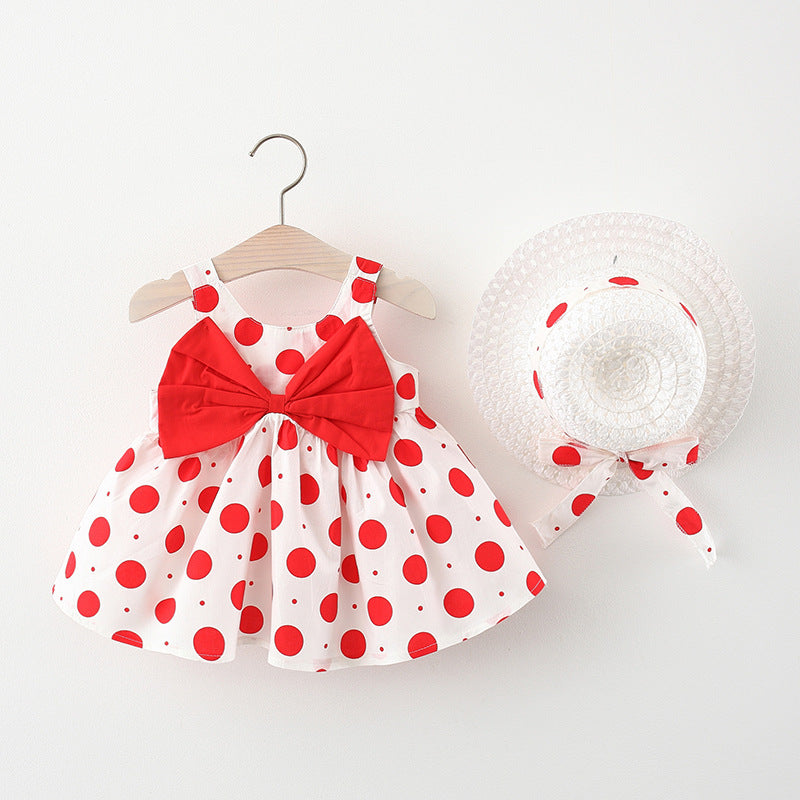 Korean Style Infant Tank Top Skirt with Polka Dot Bow - A Perfect Addition to Your Little One's Wardrobe