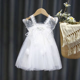 Fluttery Fun: Girls' Summer Mesh Butterfly Wings Puff Dress