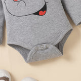 Cute Cartoon Animal Elephant Print Long Sleeve and Trouser Set for Bab