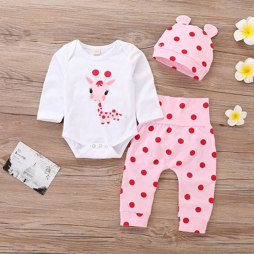 Cute Giraffe Polka Dot Printed Long Sleeve Children's Suit