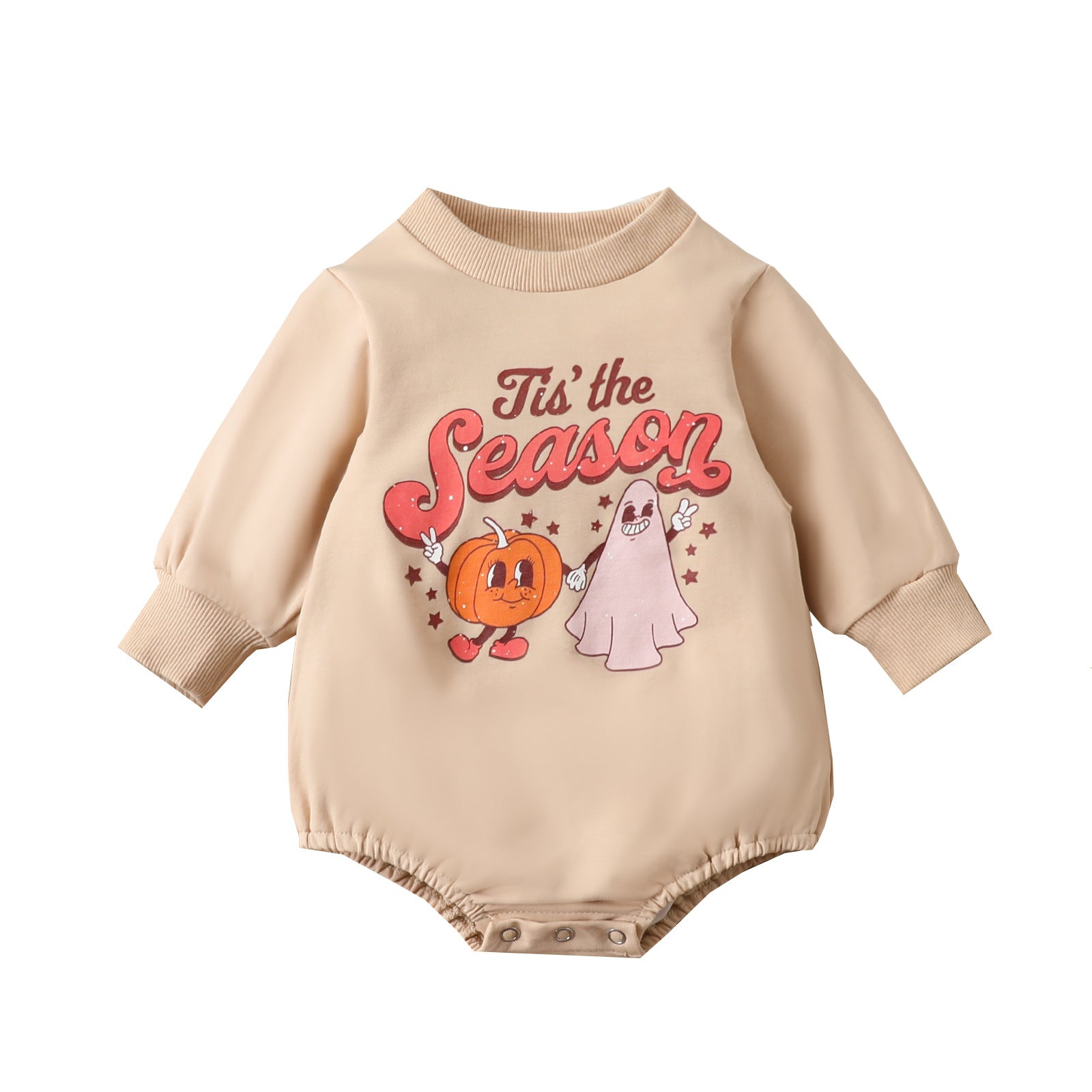 Halloween Pumpkin Alphabet Cartoon Romper Long Sleeve - Babbez