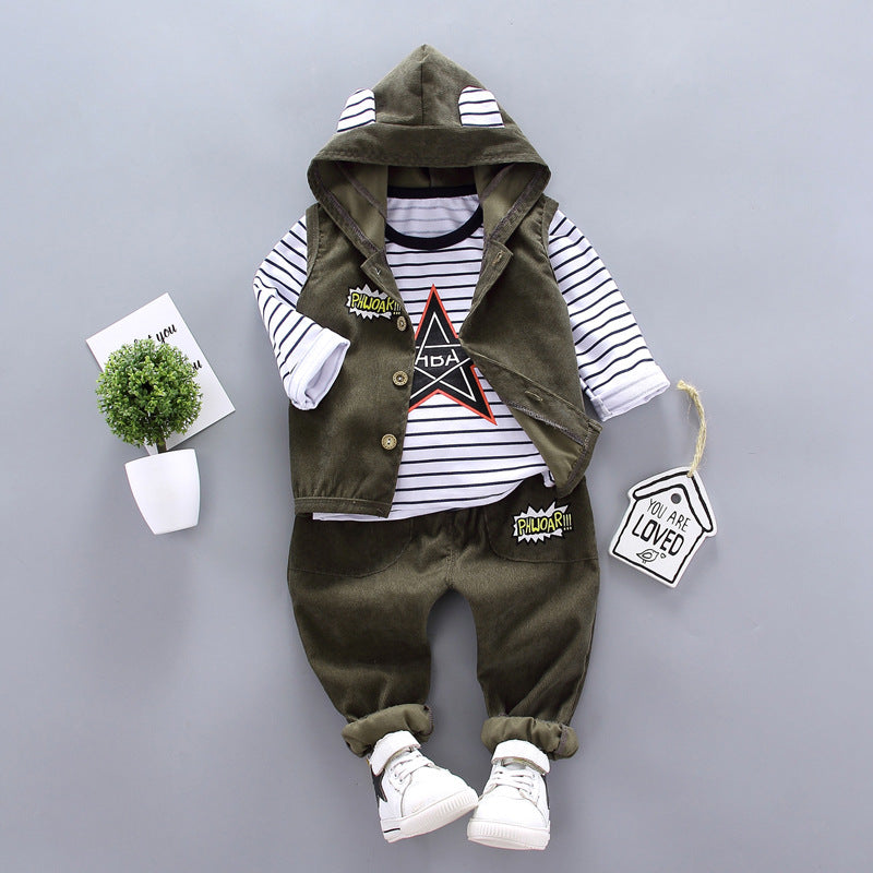 Stylish and Comfortable Three-Piece Suit for Kids - Perfect for Autumn