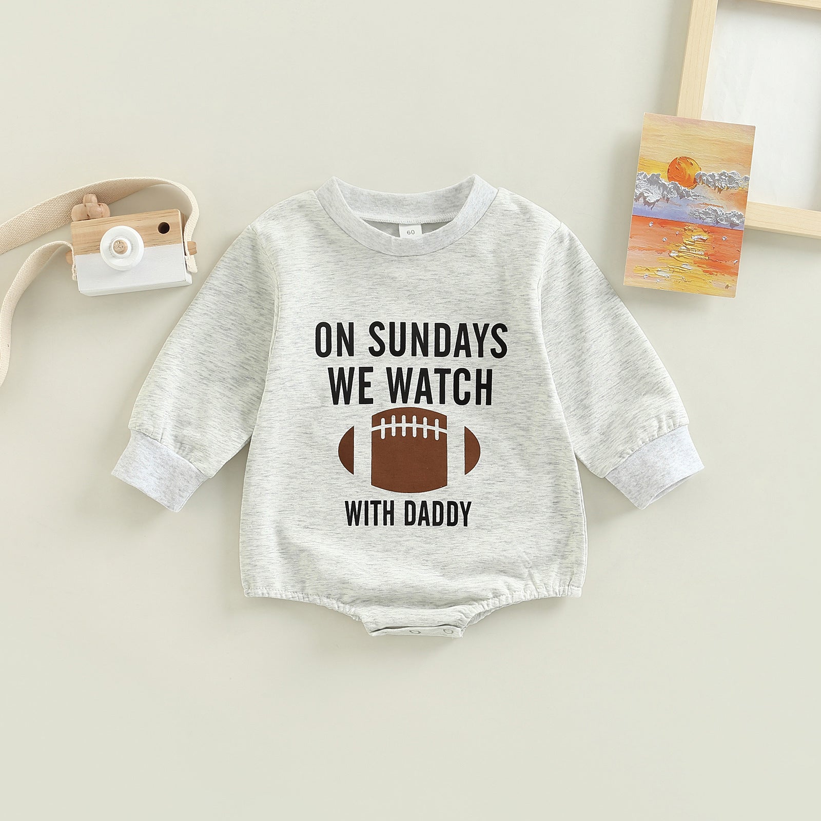 Adorable Baby Boys' Sweatshirt Romper with Cattle Letter Print for Fal