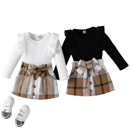 Stylish Plaid Skirt Suit for Girls