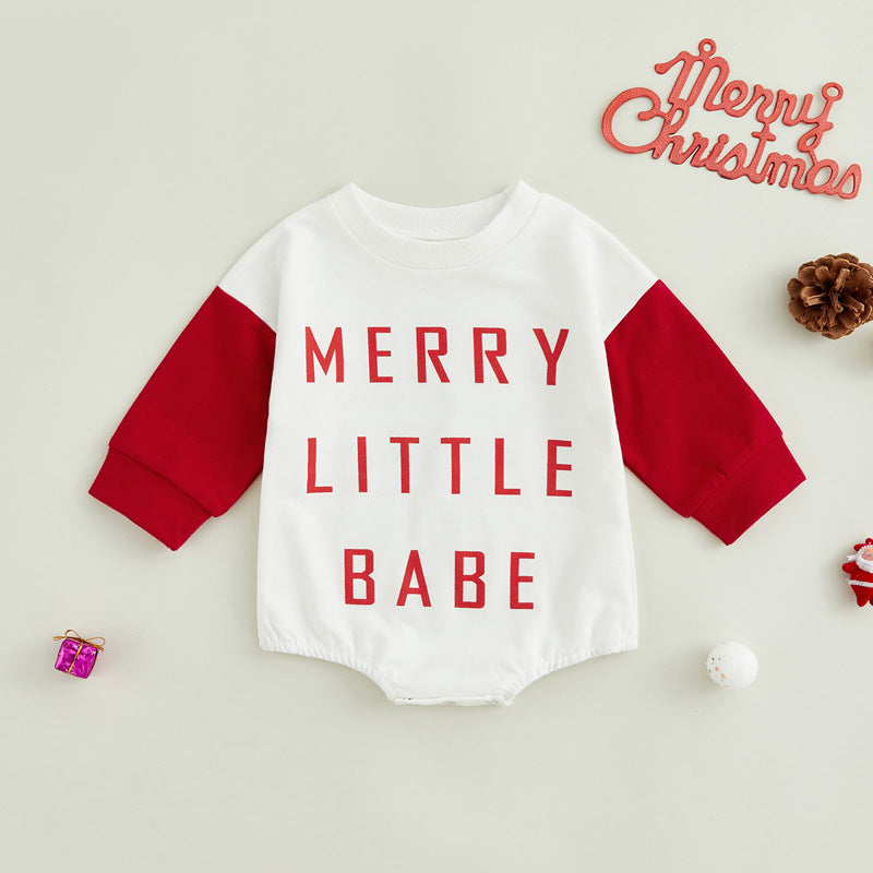 Simple and Stylish Baby Triangle Romper with Colorblock and Letter Pri