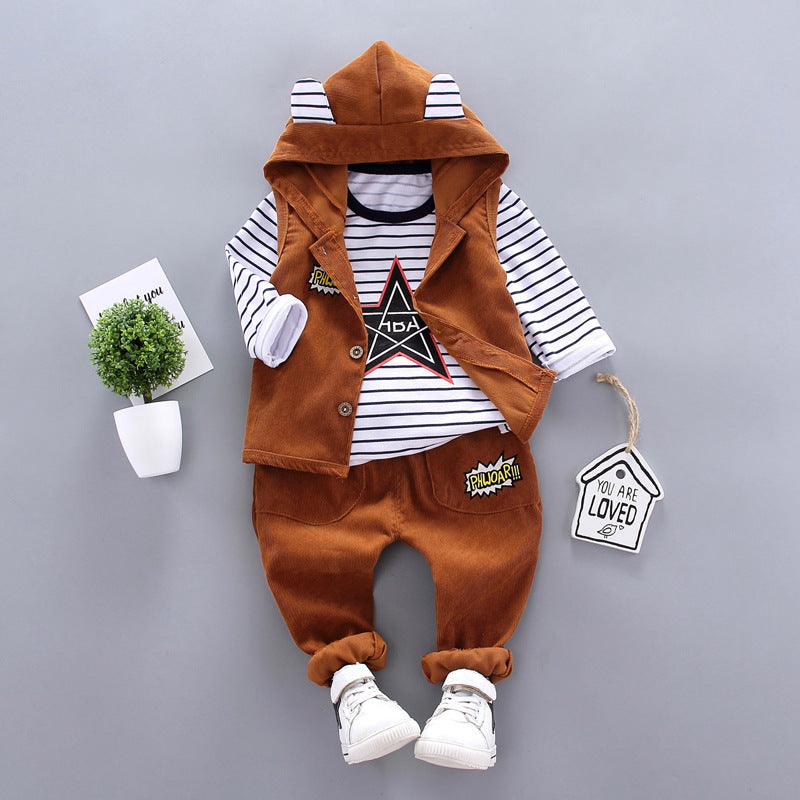 Stylish and Comfortable Three-Piece Suit for Kids - Perfect for Autumn