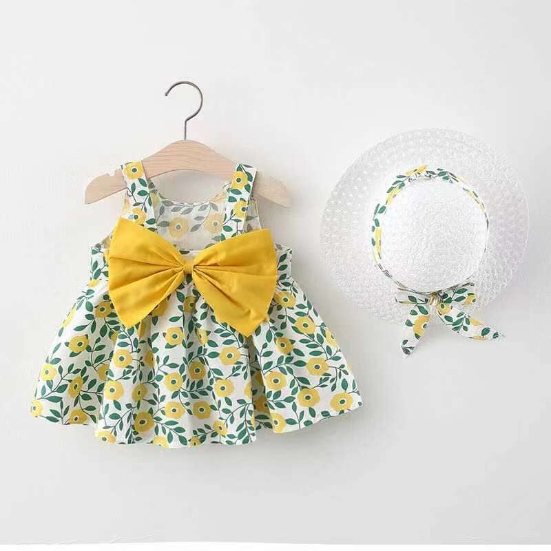 Stylish and Cute Print Bow Suspender Dress for Your Little Girl's Summer Wardrobe