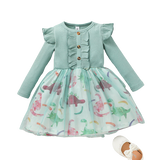 Adorable Spring and Autumn Baby Cute Mesh Skirt with Pit Strip Long Sl