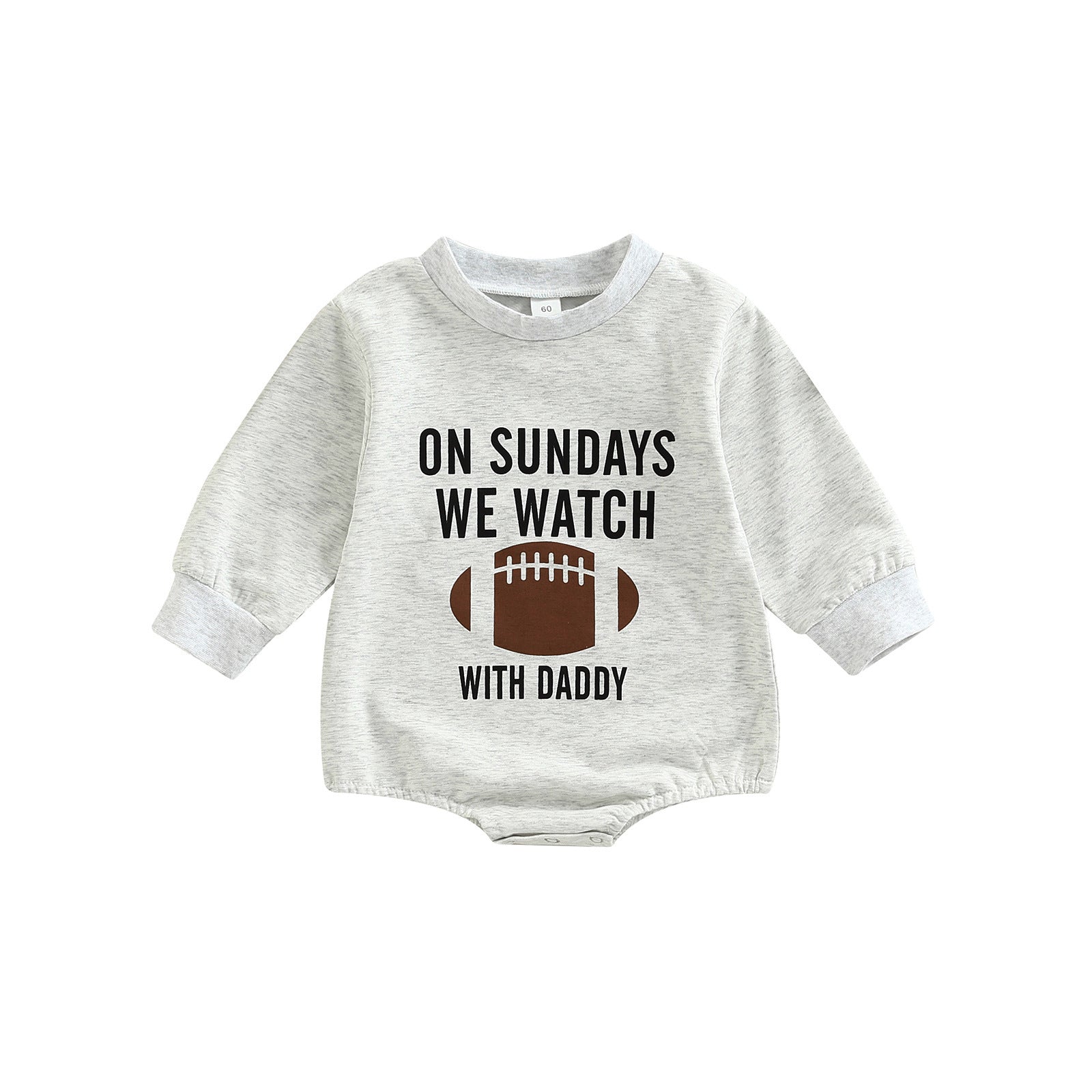 Adorable Baby Boys' Sweatshirt Romper with Cattle Letter Print for Fall/Winter