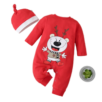 Christmas Baby Reindeer Bear Jumpsuit and Hat 2-piece Set - Babbez