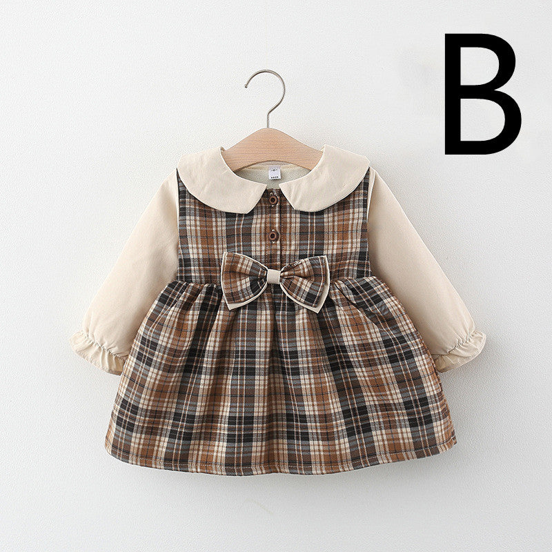 Stay Cozy and Stylish with Our Girls Bow-Knot Plaid Plus Fleece Skirt