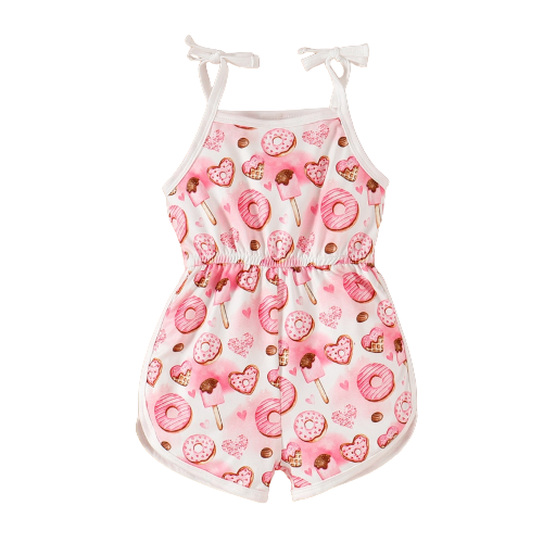 Adorable Valentine's Day Bandage Overalls for Girls - Heart Print Toddler Costume