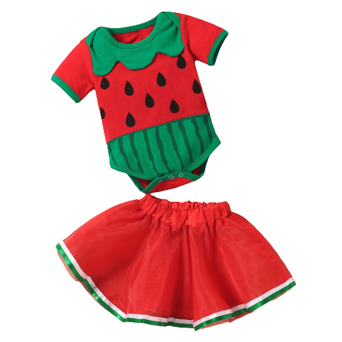 Cosplay Watermelon Baby Girls Suits Set - Adorable 2-Piece Infant Clothing for Summer