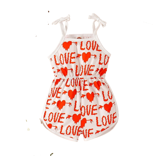 Valentine's Day Girls Jumpers: Heart Print Overalls for Kids