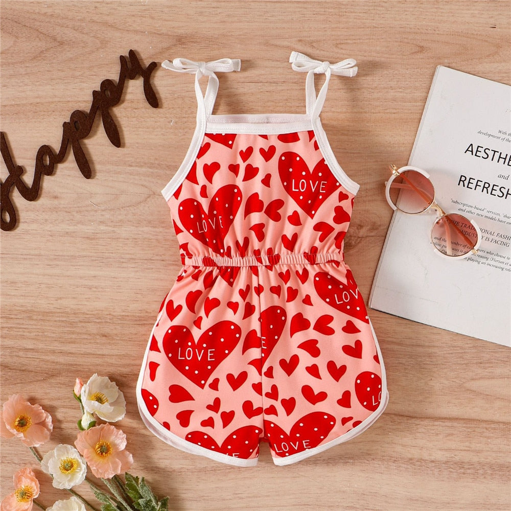 Sweetheart Valentine's Day Jumpsuit for Toddler Girls