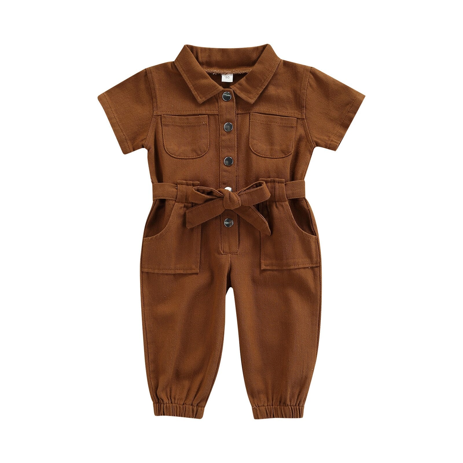 Fashionable Infant Girls' Jumpsuits with Belt and Pocket