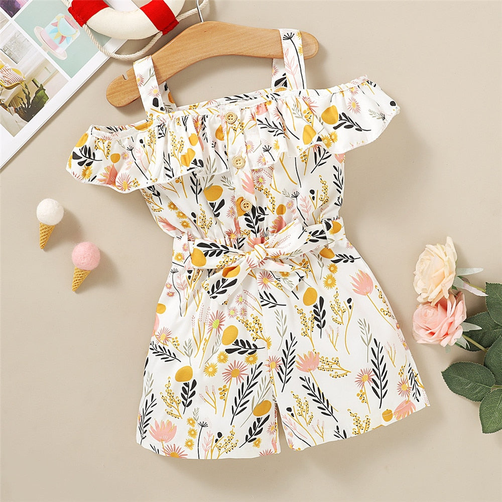 Floral Off-Shoulder Jumpsuit for Toddler Girls