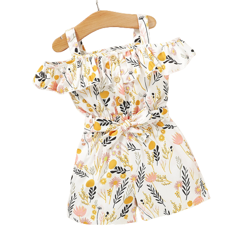 Floral Off-Shoulder Jumpsuit for Toddler Girls