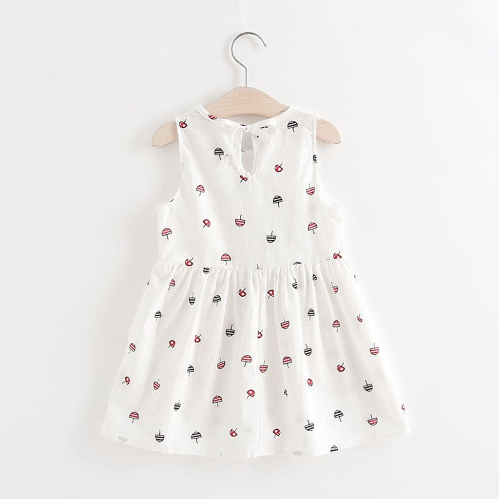 Elegant Sleeveless Printed Dresses for Baby Girls 2-7 Years | Toddler Summer Party Dresses