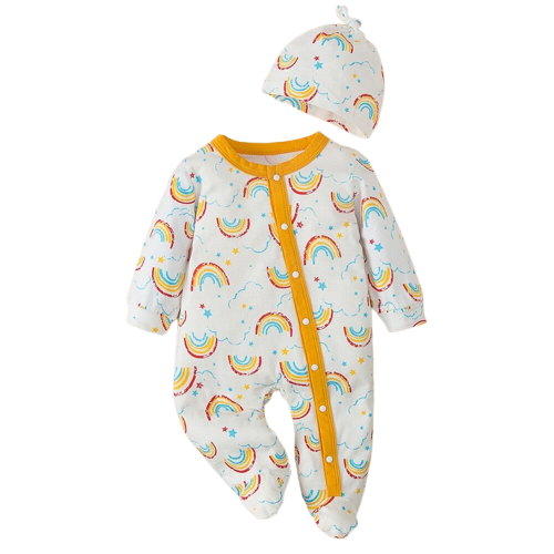 Adorable Cartoon Bear Baby Romper Set with Hat