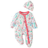 Adorable Cartoon Bear Baby Boy Romper and Hat Set