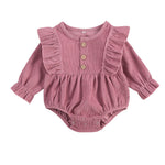 Autumn Baby Girls Ruffled Corduroy Rompers - Babbez