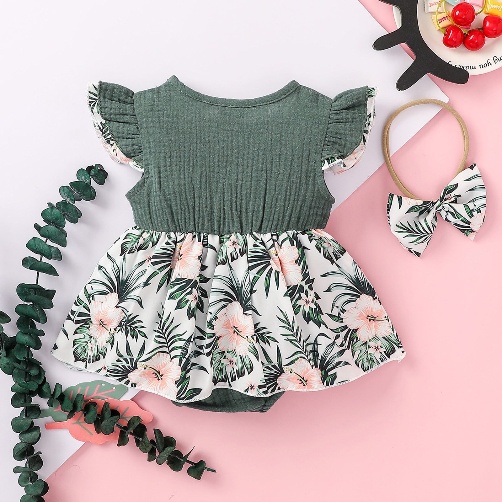 Summer Floral Romper Dress for Newborn Baby Girls