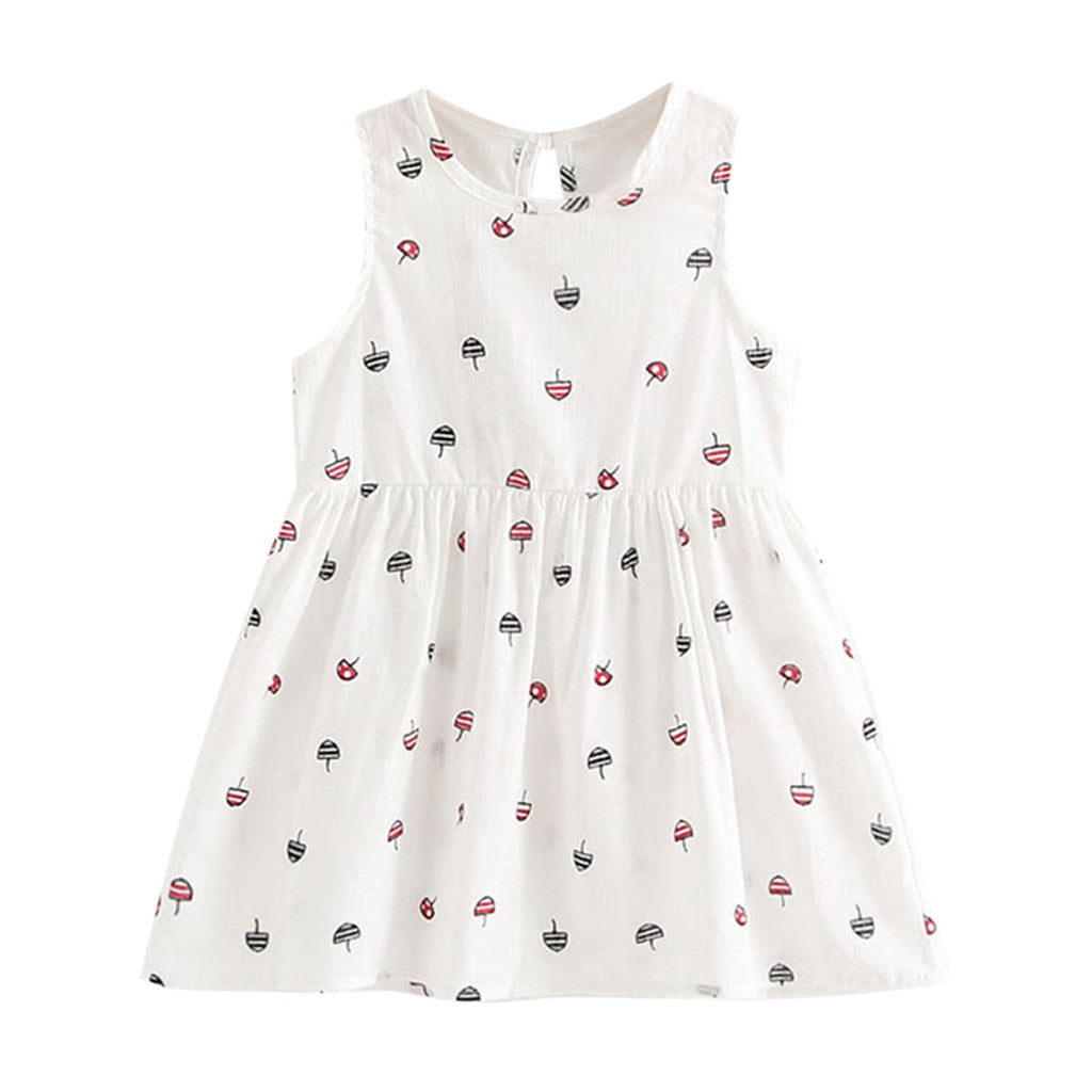 Elegant Sleeveless Printed Dresses for Baby Girls 2-7 Years | Toddler Summer Party Dresses