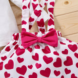 Adorable Princess Outfits for Girls: Heart Printed T-Shirt, Suspender Skirt, and Headband Sets