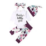 4-Piece Set of Newborn Baby Girl Cotton Clothes with Letter Print and Accessories
