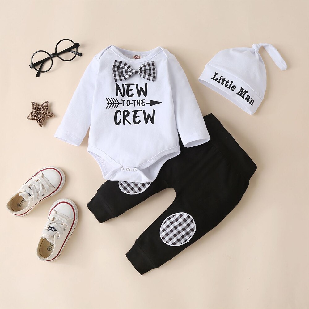 Gentleman in Plaid: 3pcs Baby Boy Outfits for Autumn/Winter