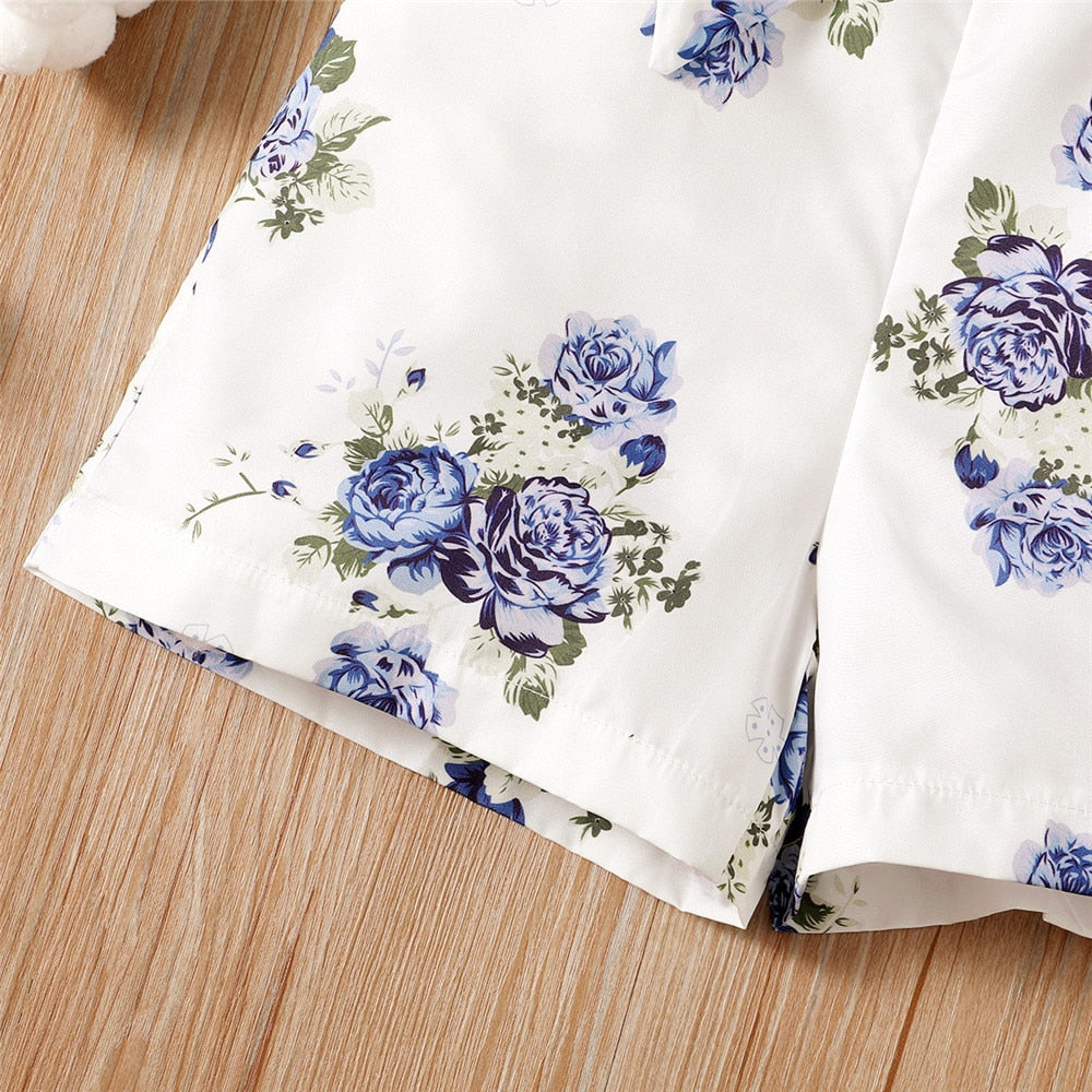 Adorable Floral Print Girl's Rompers with Belted Waist for Your Toddler's Fashionable Wardrobe