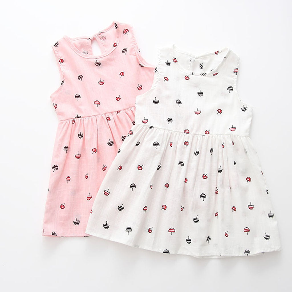 Elegant Sleeveless Printed Dresses for Baby Girls 2-7 Years | Toddler Summer Party Dresses