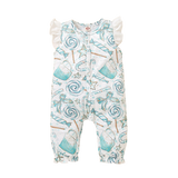Sweet Butterfly Baby Girls Romper | Floral Print Ruffles Jumpsuit for Newborns | Summer Sleepwear for Kids & Babies