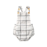 Stylish Summer Baby Clothing for Newborns: Plaid Romper Jumpsuit in Cotton-Linen Blend