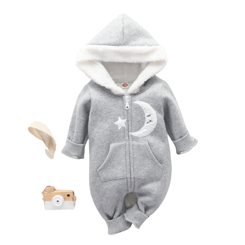 Keep Your Baby Warm with Heart Hooded Zipper Baby Rompers