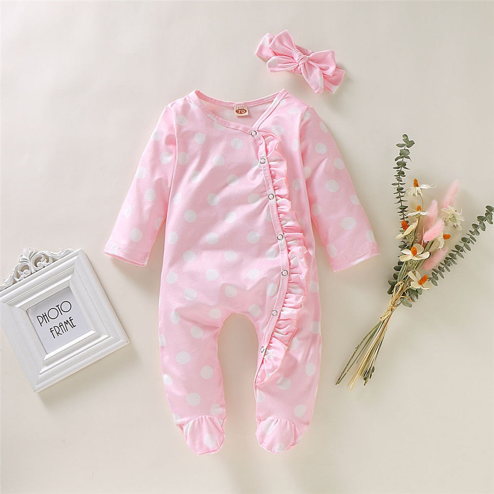 Adorable Girls' Floral Rompers with Ruffles for Winter