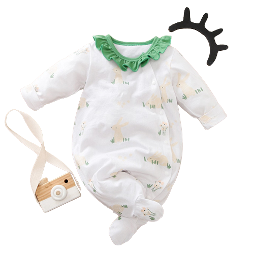 Cute Hedgehog and Rabbit Printed Newborn Bodysuits for Girls