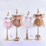 Adorable Toddler Baby Girls Romper with Mesh, Ribbed Texture, Bow and Lace Details