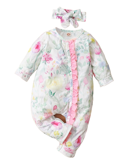 Lovely Springtime Rompers for Baby Girls: White Floral Ruffle Jumpsuit for Toddlers