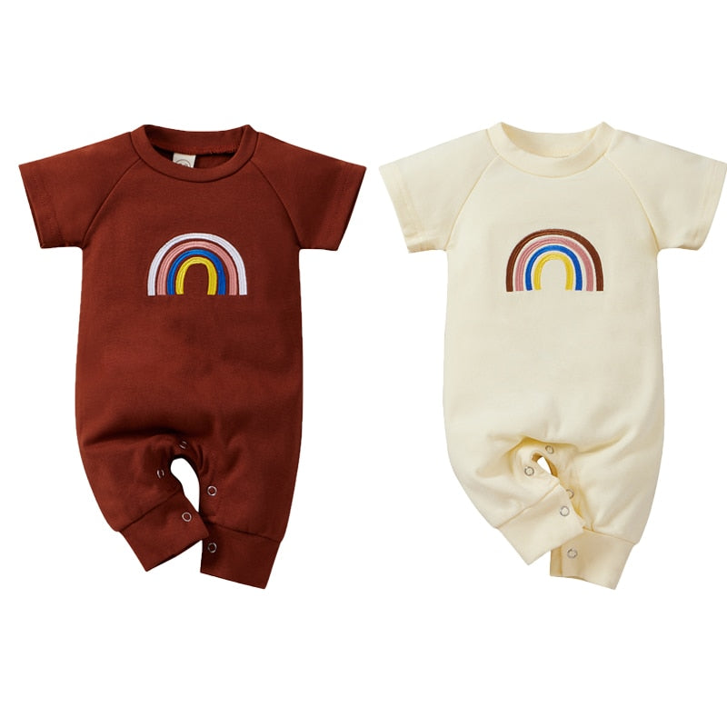 Newborn Baby Rainbow Printed Rompers for Boys and Girls