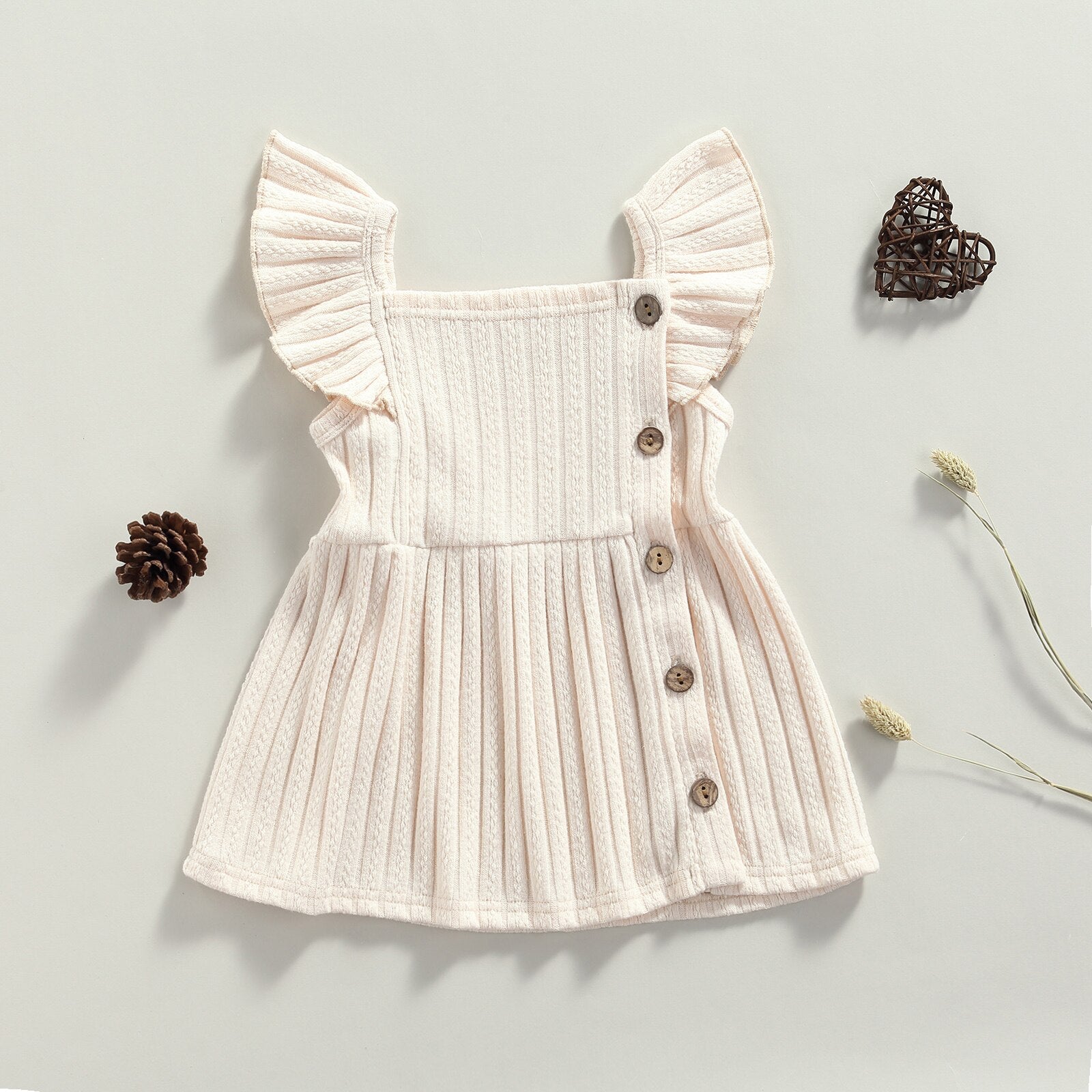 Adorable Autumn Baby Girls Princess Dress with Ruffles Sleeves and A-line Skirt