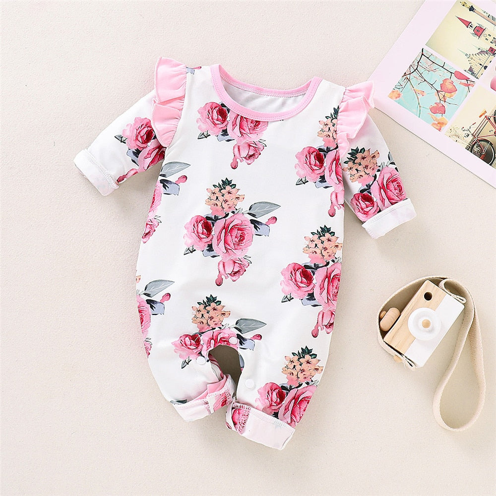 Adorable Floral Rompers with Ruffles for Baby Girls