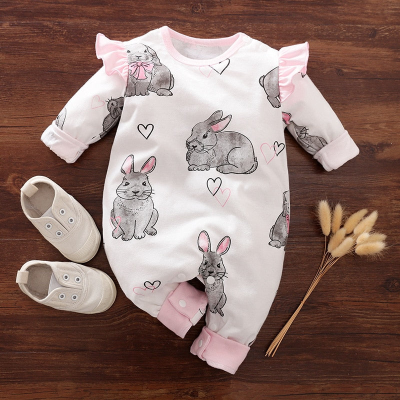 Adorable Hedgehog and Rabbit Girls Newborn Bodysuits and Overalls