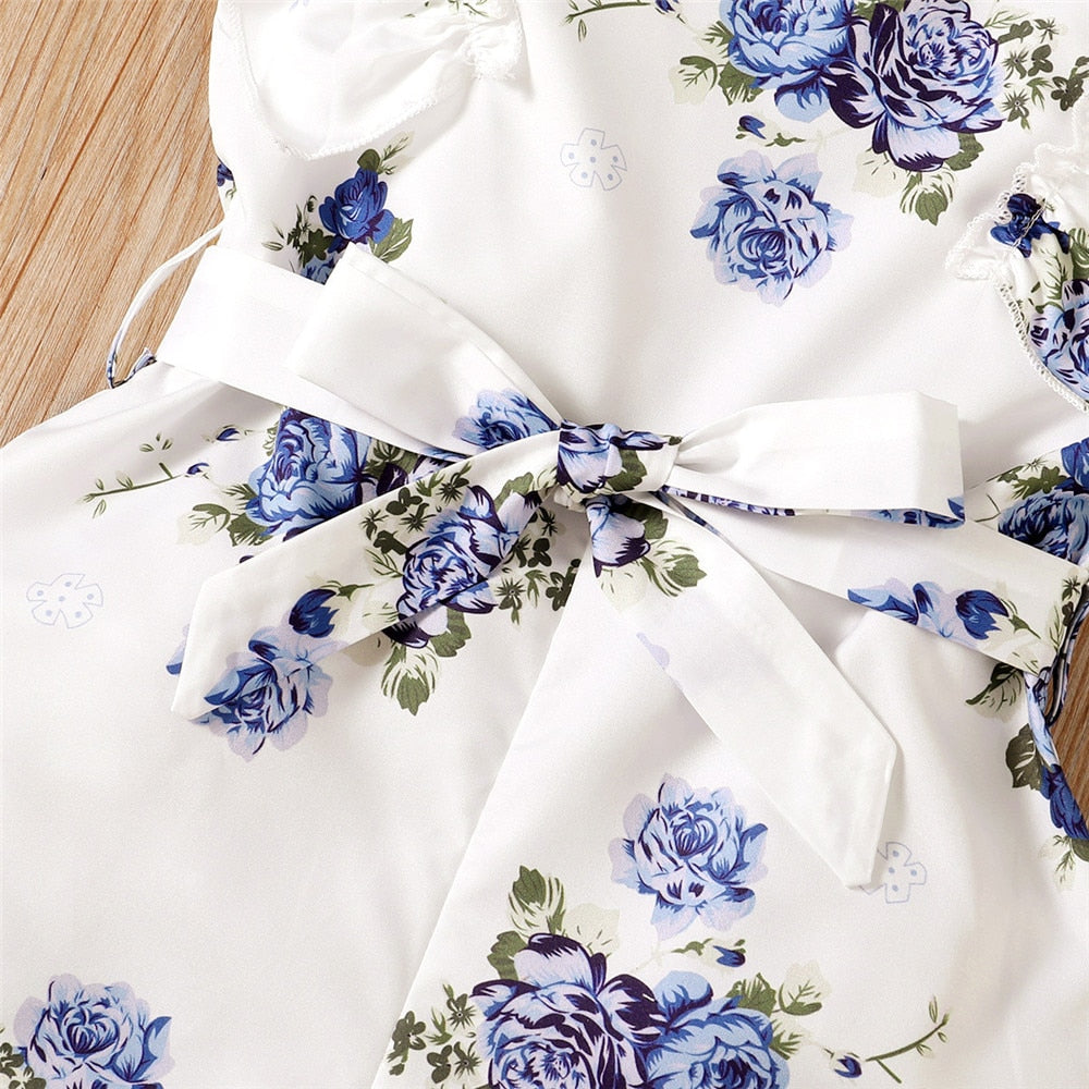 Adorable Floral Print Girl's Rompers with Belted Waist for Your Toddler's Fashionable Wardrobe